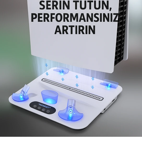 Ps5/ps5 Slim Uyumlu Multifonksiyonel Şarj Stand Soğutucu Fan - 3