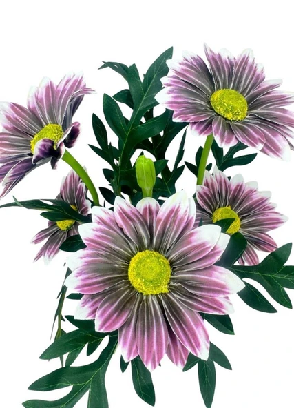 Yapay Çiçek Mürdüm Margarit Papatya Siyah Saksıda Dekoratif Yapay Çiçek 30*25cm - Resim 6