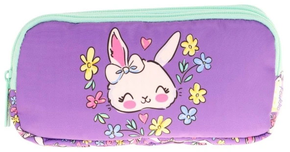 Kaukko Kids Yeşil Mor, Sevimli Tavşan, Kız Çocuk Üç Gözlü Okul Kalem Çantası - L8242 - 2
