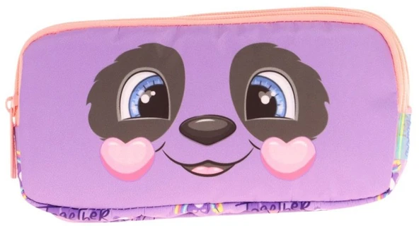Kaukko Kids Üç Bölmeli Mor Somon, Panda Desenli, Kız Çocuk Okul Kalemliği - L8233 - Resim 2