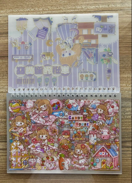 60 Sayfa 2000+ Adet Sticker Çıkartma Etiket Seti Kitabı - Pembe - 3