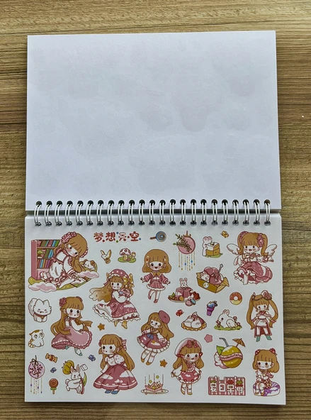 60 Sayfa 2000+ Adet Sticker Çıkartma Etiket Seti Kitabı - Lila - 2
