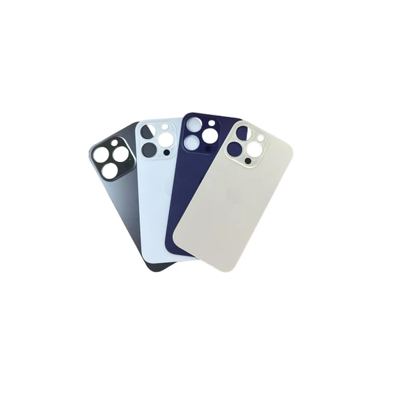 Uyumlu İphone 14 Pro Arka Kapak Lazer Kesim ( Pil Kapağı )  Cam - Gold ürün görseli 1