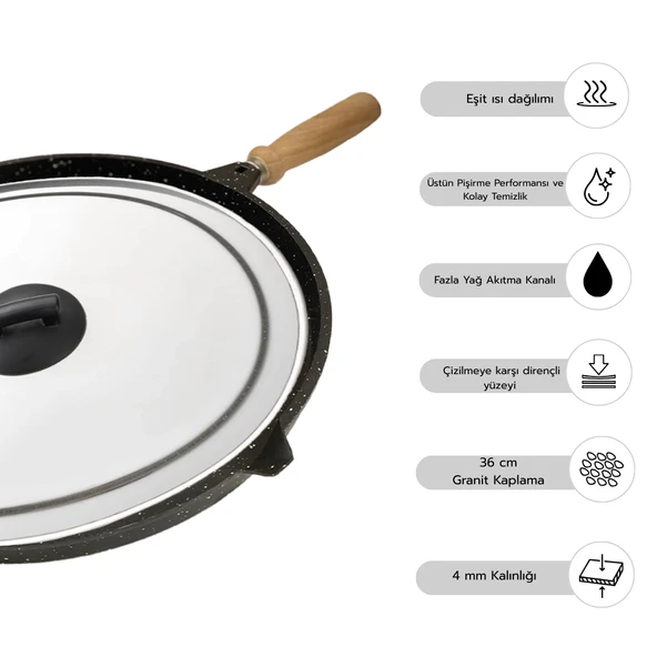 Fisher Kapaklı Döküm Granit Balık Tavası - Resim 2