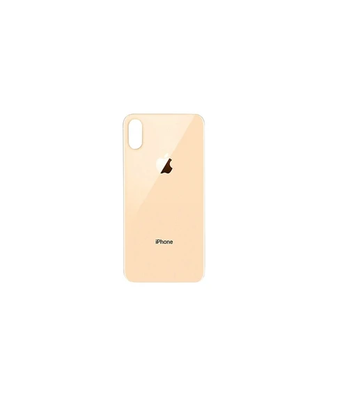 Uyumlu İphone Xs Max Arka Kapak Lazer Kesim ( Pil Kapağı )  Cam - - Gold