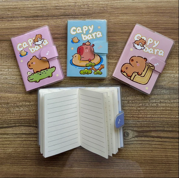 Capybara Kapibara Cırt Cırtlı Ciltli 4'lü Not Defteri Seti - 4
