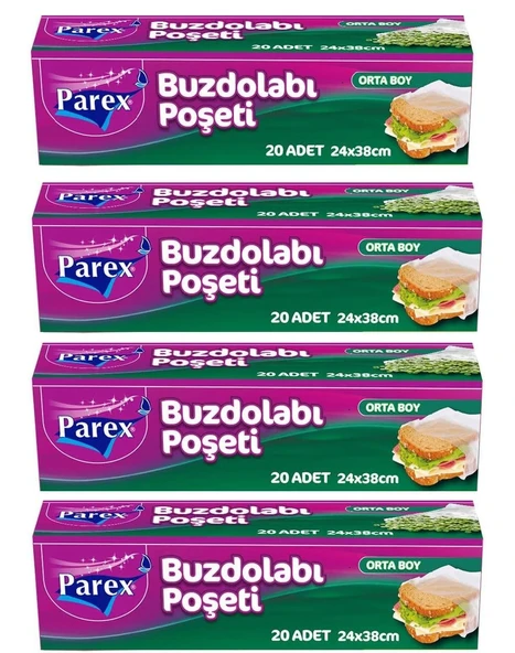 PAREX ORTA BOY BUZDOLABI POŞETİ 20Lİ 4 ADET - 1