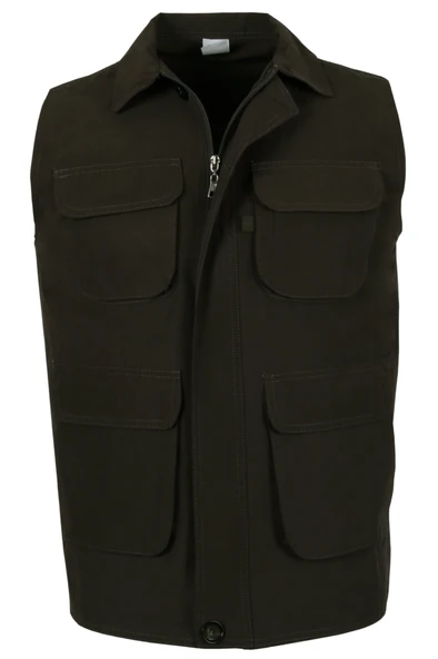 Erkek Keten Yelek Regüler Fit Yakalı Haki Renk RAR01310 ürün görseli 1