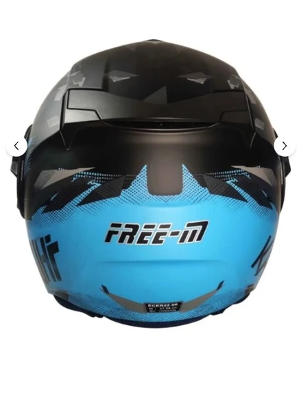 Free-M FR-665 Yarım Motosiklet Kaskı - Mat Turkuaz, Güneş Vizörlü CE Onaylı - 4
