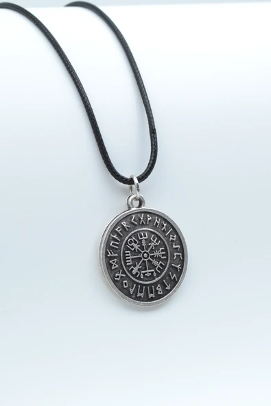 Vegvisir Viking Pusula Kolye Deri İp ürün görseli 1
