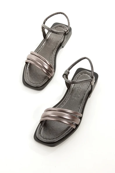 MİA026-1504 Günlük Kadın Tatil_Düğün-Eğlence Platin Sandalet - Resim 2