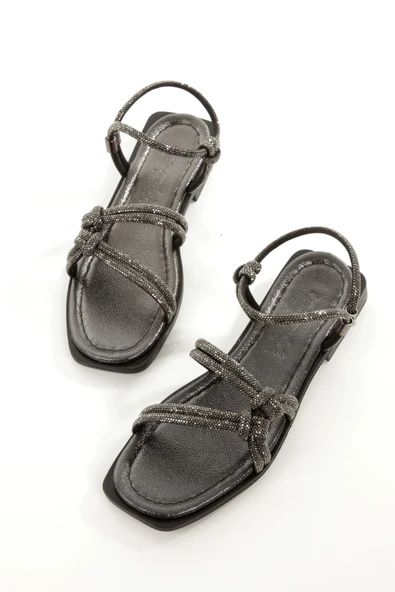 MİA026-1551 Kadın Taşlı Abiye Günlük-Düğün-Eğlence-Tatil PLATİN Sim Sandalet - 3