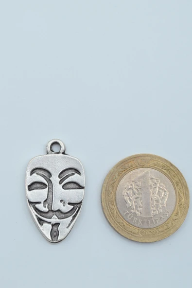 V For Vendetta Gümüş Kaplama Deri İp Kolye - Resim 4