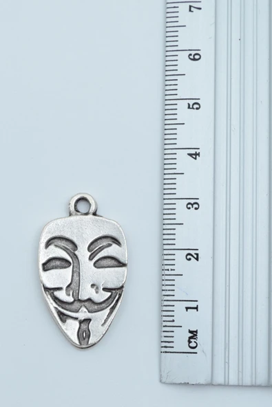 V For Vendetta Gümüş Kaplama Deri İp Kolye - Resim 3