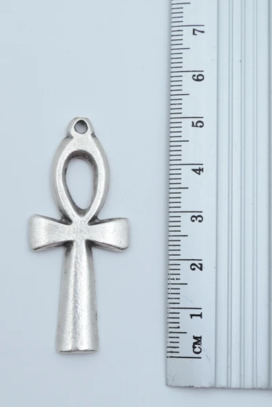 Nil'in Anahtarı - Ankh Anahtarı Gümüş Kaplama Deri İp Kolye - Resim 3