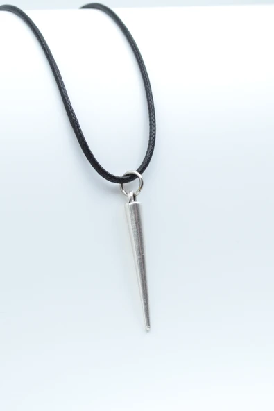 Çubuk Gümüş Kaplama Deri İp Kolye ürün görseli 1