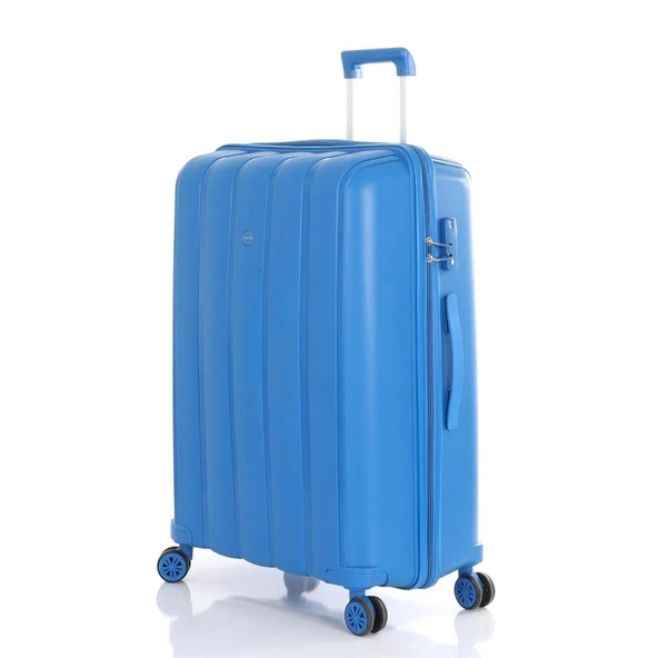 MÇS 3lü Set Kırılmaz Silikon Seyahat Valizi Bavulu V305 Saks Mavi - Resim 5