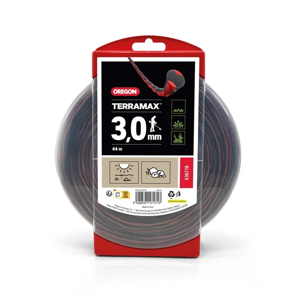 Oregon Misina 3.0mm 44M Siyah Kırmızı Burgulu ürün görseli 1