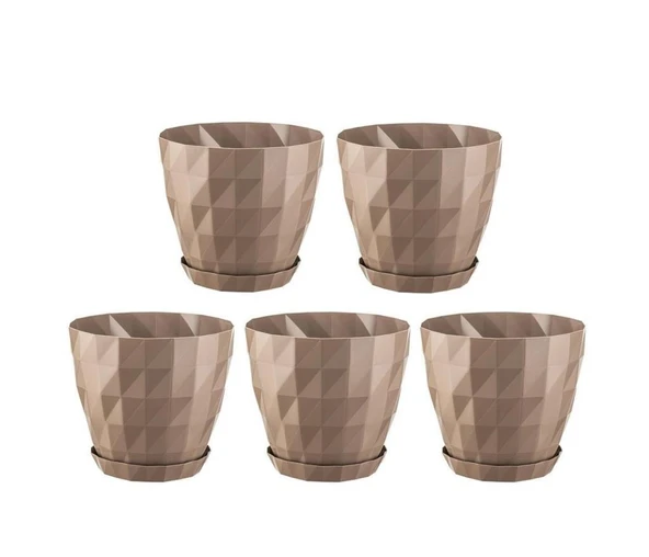 Omnipazar SO-KRT3 Dekoratif Kristal Saksı Takımı 1.85 lt Mocha 5 Adet ürün görseli