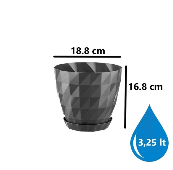 Omnipazar SO-KRT4 Dekoratif Kristal Saksı Takımı 3.25 lt Antrasit 5 Adet - Resim 2