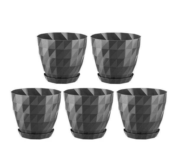 Omnipazar SO-KRT4 Dekoratif Kristal Saksı Takımı 3.25 lt Antrasit 5 Adet ürün görseli