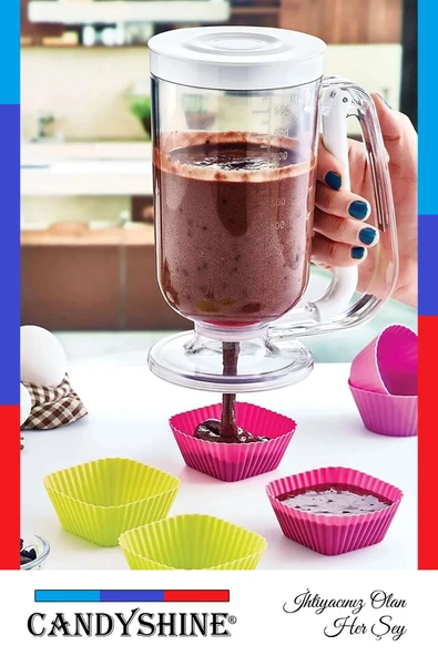 Ölçekli Hamur Porsiyonlayıcı Dağıtıcı Pancake Krep Muffin Krema Puding Kolay Akıtma Yardımcısı - Resim 2