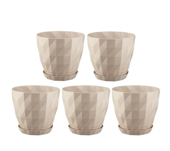 Omnipazar SO-KRT4 Dekoratif Kristal Saksı Takımı 3.25 lt Kirli Beyaz 5 Adet