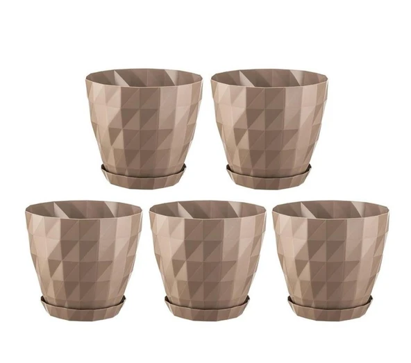 Omnipazar SO-KRT4 Dekoratif Kristal Saksı Takımı 3.25 lt Mocha 5 Adet ürün görseli