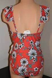 Jessica Simpson Mayo Tek Parça Fırfırlı Omuz Kırmızı SSOD19831 Beden M - Resim 2