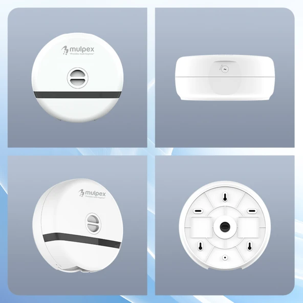 Mulpex Duvara Monte Mini Jumbo Tuvalet Kağıdı Dispenseri / Kağıtlık | Premium ABS Gövde, Anahtarlı Kilit, Vidalı & Yapışkan Montaj – Beyaz - 3