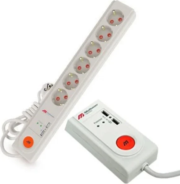Mutlusan Ritech 6lı Akım Korumalı Priz 2xusb Çıkışlı 1,5 mt Kablolu ürün görseli