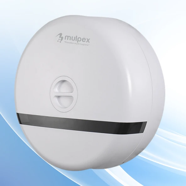 Mulpex Duvara Monte Mini Jumbo Tuvalet Kağıdı Dispenseri / Kağıtlık | Premium ABS Gövde, Anahtarlı Kilit, Vidalı & Yapışkan Montaj – Beyaz