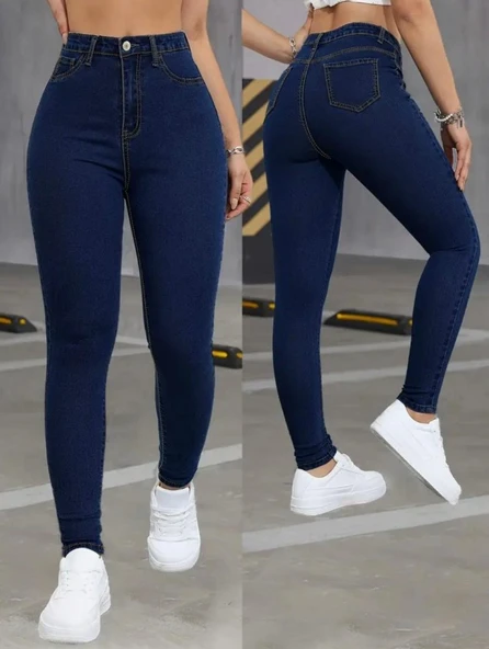 Kadın Yüksek Bel Dar Paça Likralı Pantolon ürün görseli