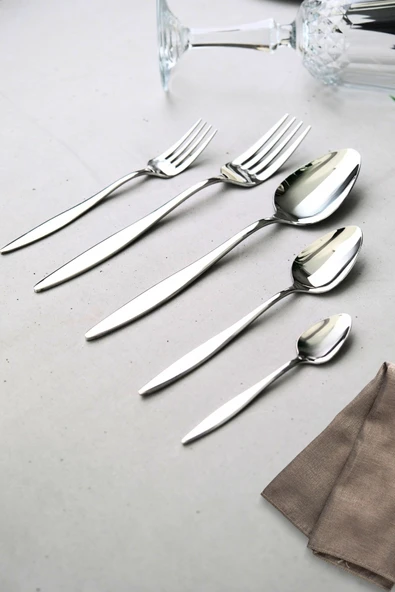 Lugga Ceyda Yemek - Tatlı Çatal Kaşık ve Çay Kaşık Takımı 12 Kişilik 60 Parça