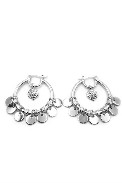 Pullu Halka Küpe - Gümüş - Resim 2