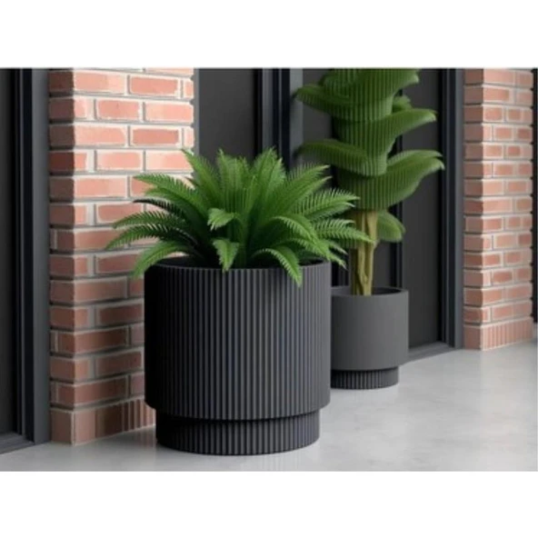 Omnipazar SO-VGS3 Dekoratif Vega Saksı Takımı 30 Litre Antrasit 3 Adet - Resim 3