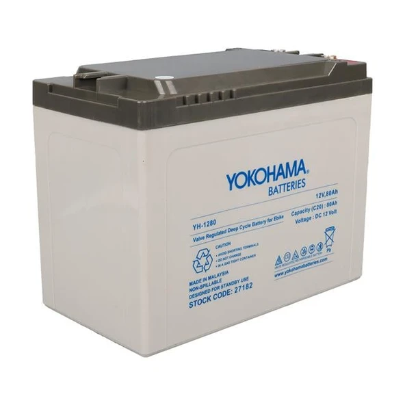 Yokohama YH-12.80 12 Volt - 80 Amper Elektrikli Bisiklet Aküsü (175 * 120 * 226 Mm)