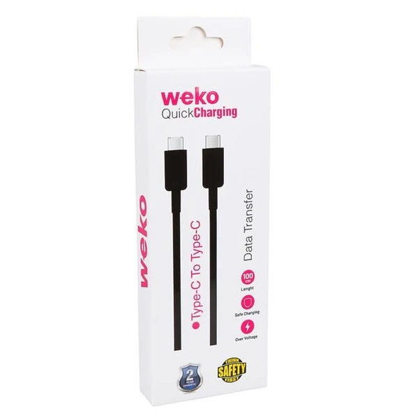Weko Wk-26526 Type-C To Type-C 1 Metre 5A Siyah Şarj Kablosu - 3