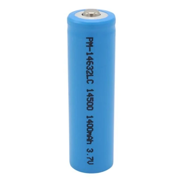 PowerMaster PM-14632 LC 14500 3.7 Volt 1400mAh Şarj Edilebilir EL Feneri Pili (AA Pil İle Aynı Boyutta) - 1