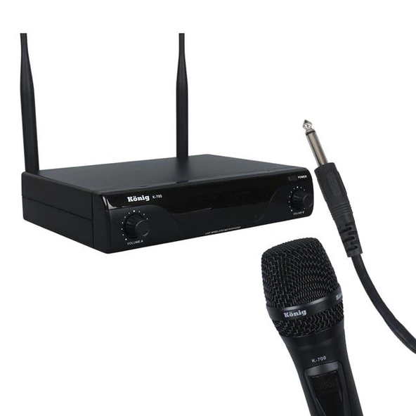 König K-700 E-E Profesyonel 663-694Mhz 2 El 2 Kanal Uhf 2x50 Kablosuz Telsiz Mikrofon