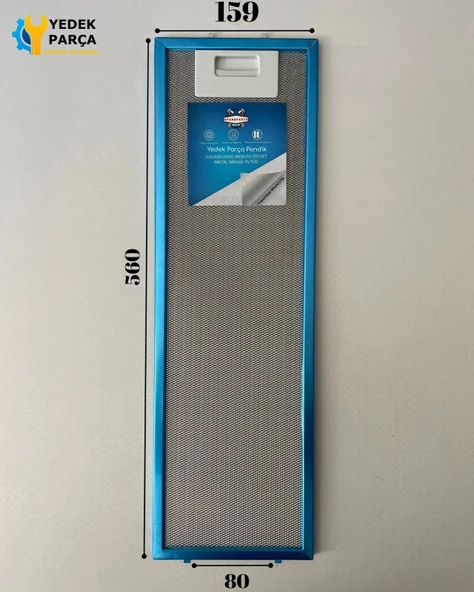 160x560 mm, Aspiratör & Davlumbaz Tel Yağ Filtresi, 16x56 cm