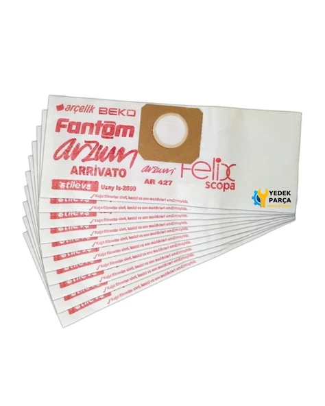 Fantom Robotix CC 6300 Süpürge Kağıt Toz Torbası 10 adet ürün görseli