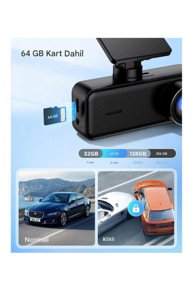 Hietech Araç içi Güvenlik Kamera Wifi Yüksek Kalite 4K Dashcam Gece Görüşü, Hareket Algılama Wifi Kamera - 3
