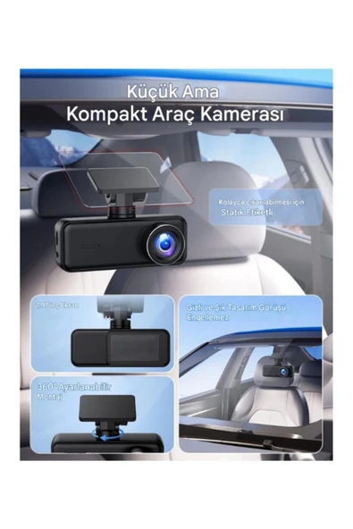Hietech Araç içi Güvenlik Kamera Wifi Yüksek Kalite 4K Dashcam Gece Görüşü, Hareket Algılama Wifi Kamera - 5