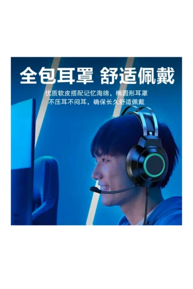 Hietech Gaming Oyuncu Mikrofonlu Kulaklık 3,5 mm Uyumlu Led Işıklı Kulaklık BGH1 - 3