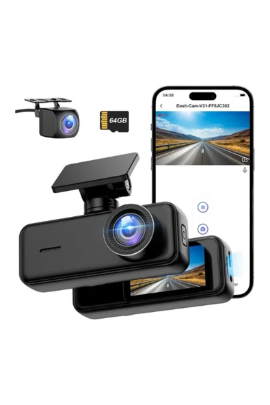 Hietech Araç içi Güvenlik Kamera Wifi Yüksek Kalite 4K Dashcam Gece Görüşü, Hareket Algılama Wifi Kamera - 6