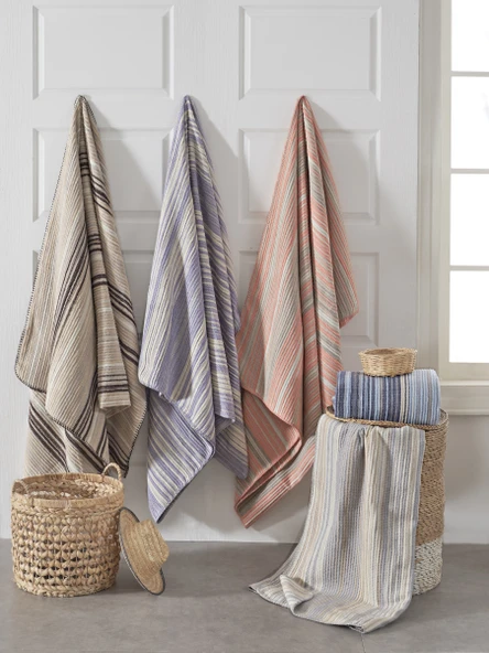 Vicuna Home Softy Pamuklu 4 Mevsim Çift Kişilik Battaniye - Lila - 11