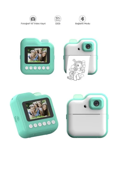 Hietech Dijital Video Kayıt Fotoğraf Çocuk Kamerası Anlık Fotoğraf Makinesi Termal Resim Kağıt Baskılı