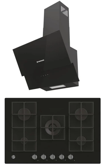 Hoover HDG6C1GBTK Davlumbaz + HVG74K3B 75 cm Ankastre Ocak İkili Ankastre Set ürün görseli 1