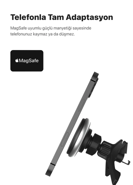 Xenon Smart Araç içi Telefon Tutucu ve Çakmak Adaptörü Qi2 18W Gece Işığı Magsafe Kablosuz Hızlı Şarj X6401 - 6
